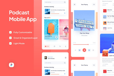 播客移动应用App UI Kit (FIG)