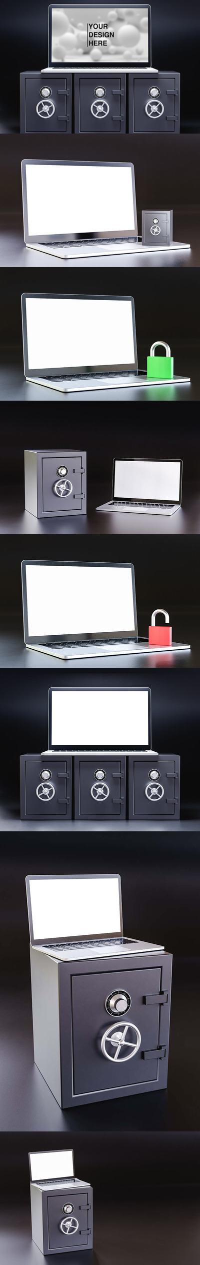 安全概念笔记本电脑UI样机 (PSD,JPG)