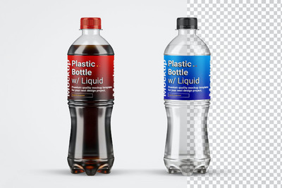 透明塑料饮料瓶包装设计样机 (PSD)