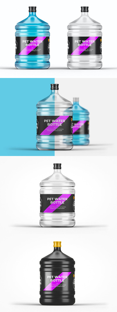 饮用桶装水瓶包装设计样机模板 (PSD)