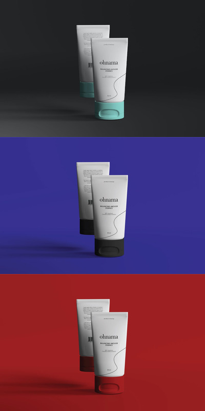 护肤品软管品牌包装设计样机 (PSD)