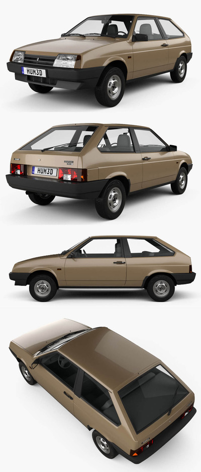 1984 VAZ Lada 2108汽车3D模型（OBJ,FBX,MAX,C4D,LWO）