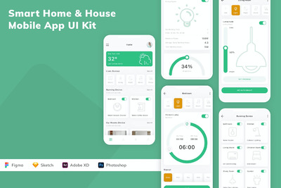 智能家居移动应用APP UI KIT (FIG,PSD,SKETCH,XD)