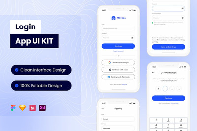 登录移动应用APP UI KIT (FIG,SKETCH,XD)