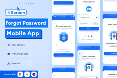 忘记密码移动应用APP UI KIT (FIG,XD,SKETCH)