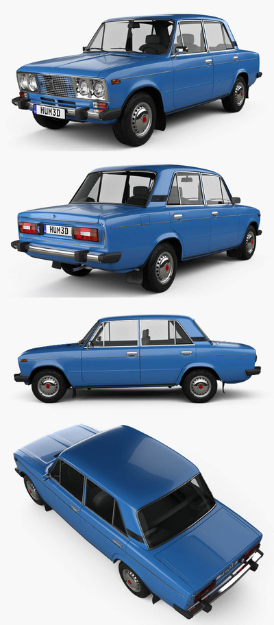 1976 VAZ Lada 2106汽车3D模型（OBJ,FBX,MAX,C4D,LWO）
