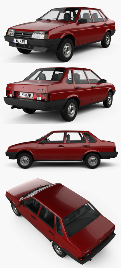 1990 VAZ Lada 21099汽车3D模型（OBJ,FBX,MAX,C4D,LWO）