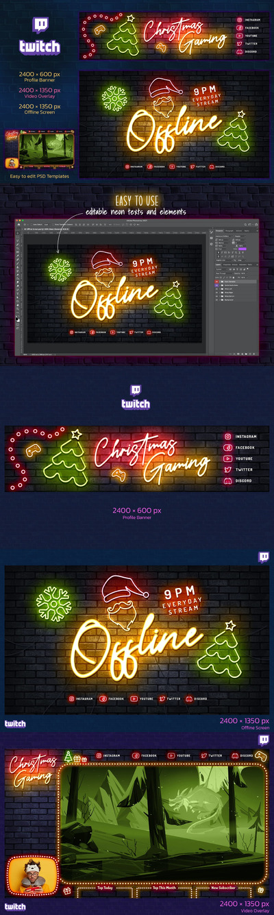 游戏玩家的霓虹灯字体图层样式 (PSD,PDF)