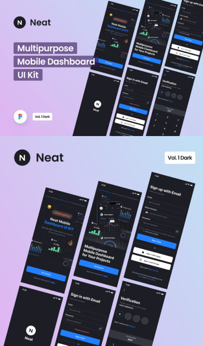 整洁-大数据移动仪表板APP UI KIT (FIG)