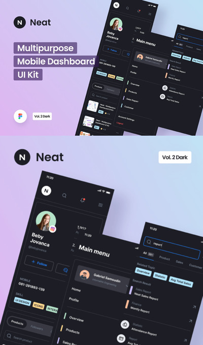 现代风格专业移动仪表板APP UI KIT (FIG)