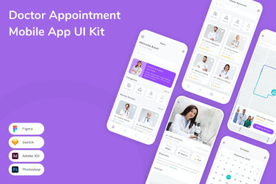 医生预约移动应用APP UI KIT (FIG,PSD,SKETCH,XD)