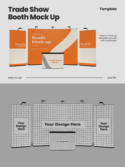 贸易展摊位广告设计样机 (PSD)