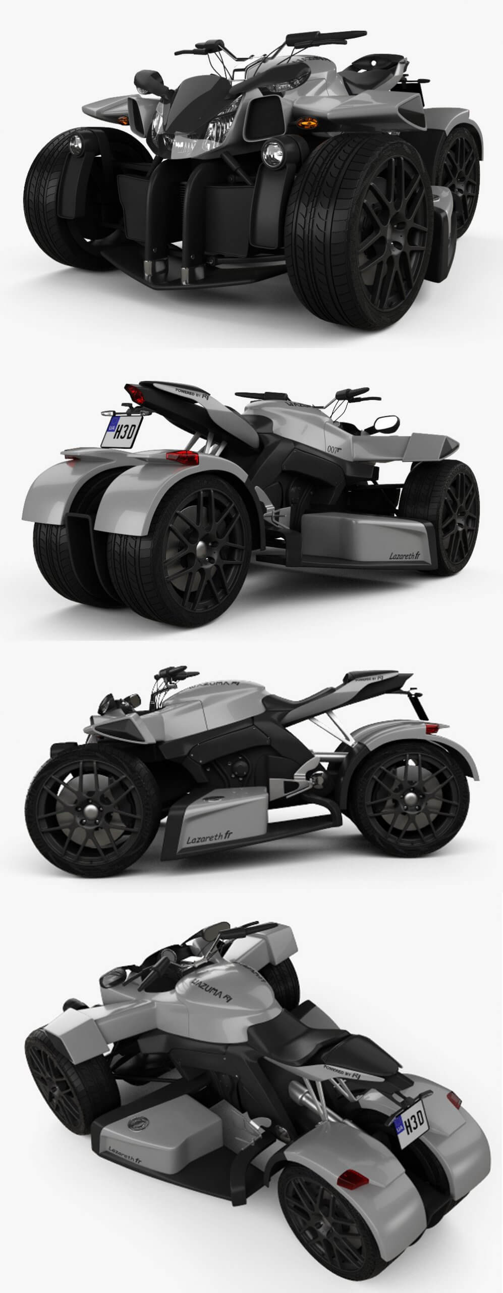 2017拉扎雷斯Lazareth Wazuma R1摩托车3D模型（OBJ,FBX,MAX,C4D,LWO）