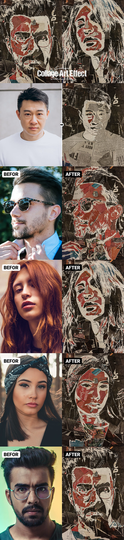 🔴时尚高端抽象拼贴艺术效果photoshop动作预设