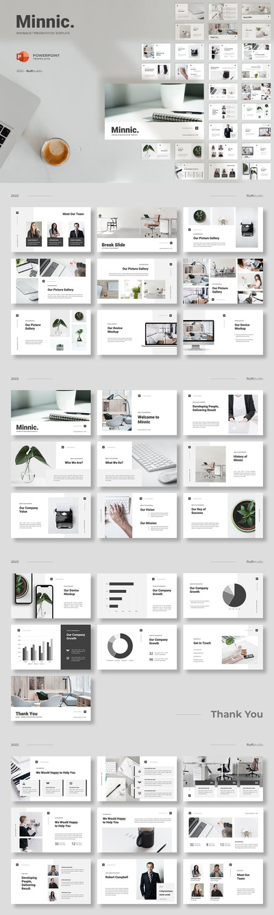 🔴简约清新时尚高端极简主义powerpoint幻灯片演示模板（pptx）