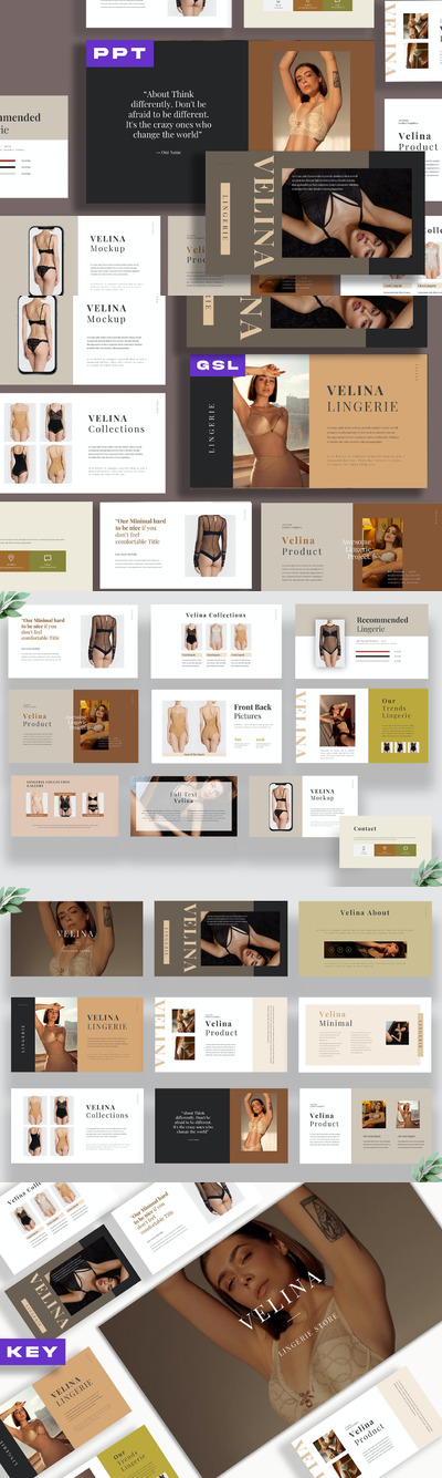 🔴时尚高端专业的高品质优雅内衣powerpoint幻灯片演示模板（pptx）