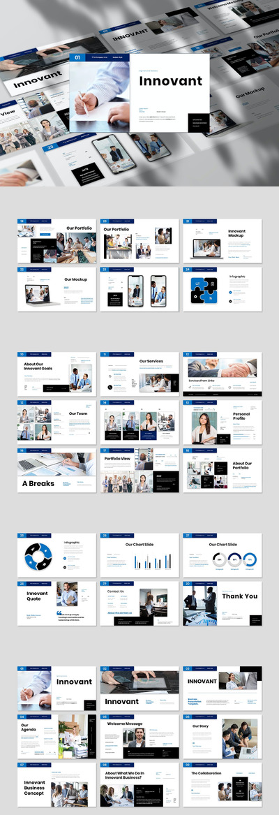 🔴专业的简约商业商务powerpoint幻灯片演示模板（pptx）