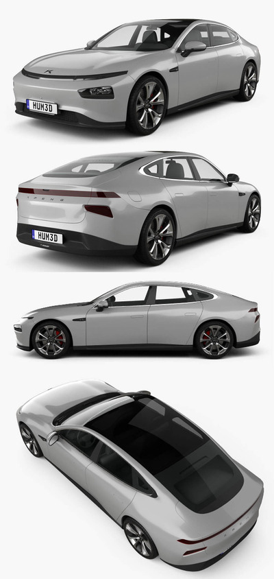 2020款小鹏P7汽车3D模型（OBJ,FBX,MAX,C4D,LWO）