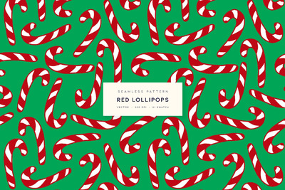 红色棒棒糖圣诞背景图案 (AI,EPS,JPG,SVG)
