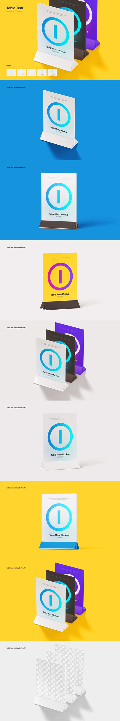 餐桌菜单号牌设计样机 (PSD)