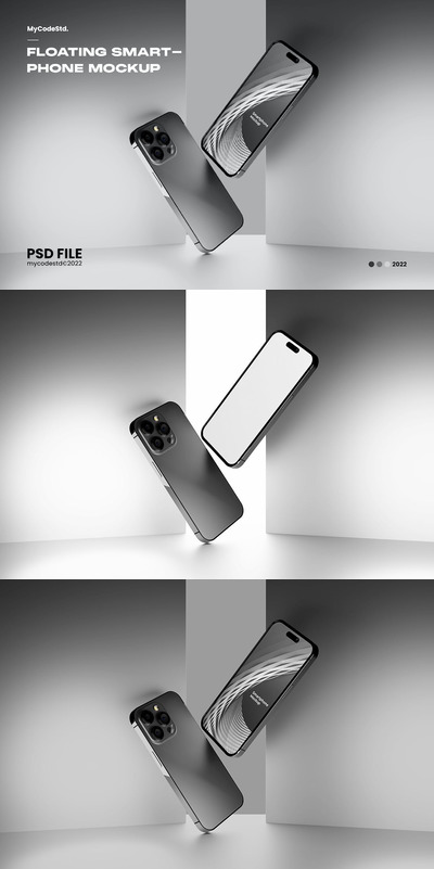 浮动效果智能iPhone14手机样机 (PSD)