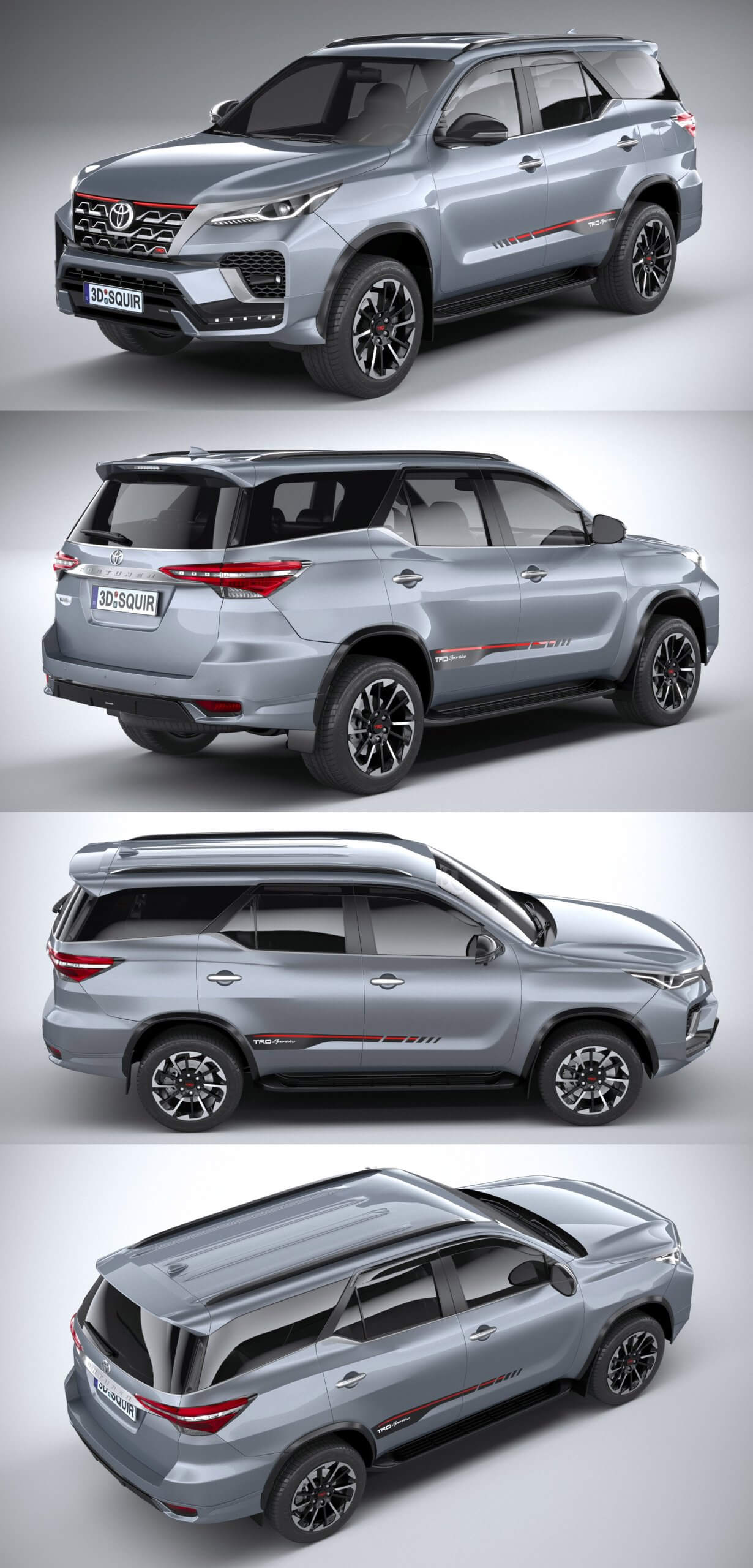 2021款丰田Toyota Fortuner TRD SUV汽车3D模型（OBJ,FBX,MAX,C4D,LWO）