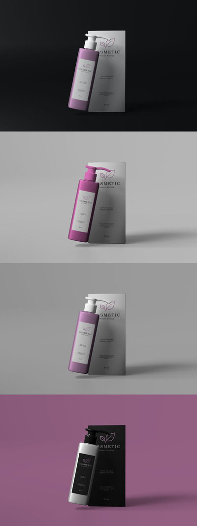护肤品瓶子包装设计样机 (PSD)
