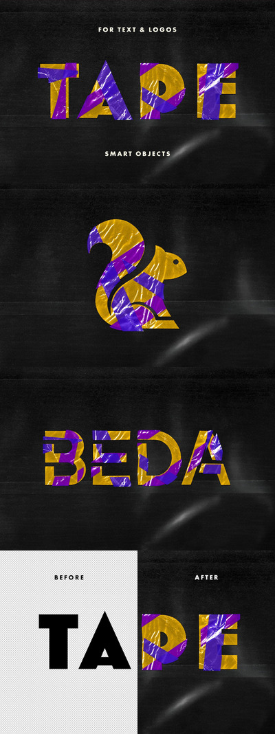 🔴逼真质感的塑料胶带效果3D立体文字设计图层样式-PSD