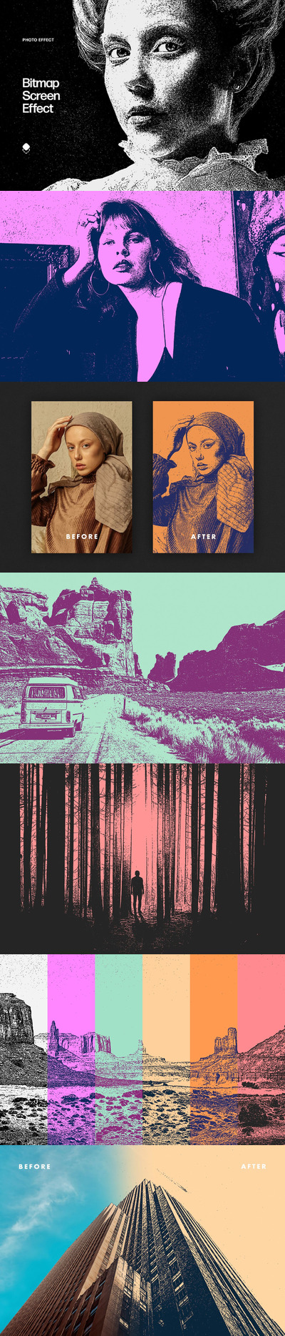 🔴时尚高端抽象复古质感的位图像素风格照片效果图层样式-PSD