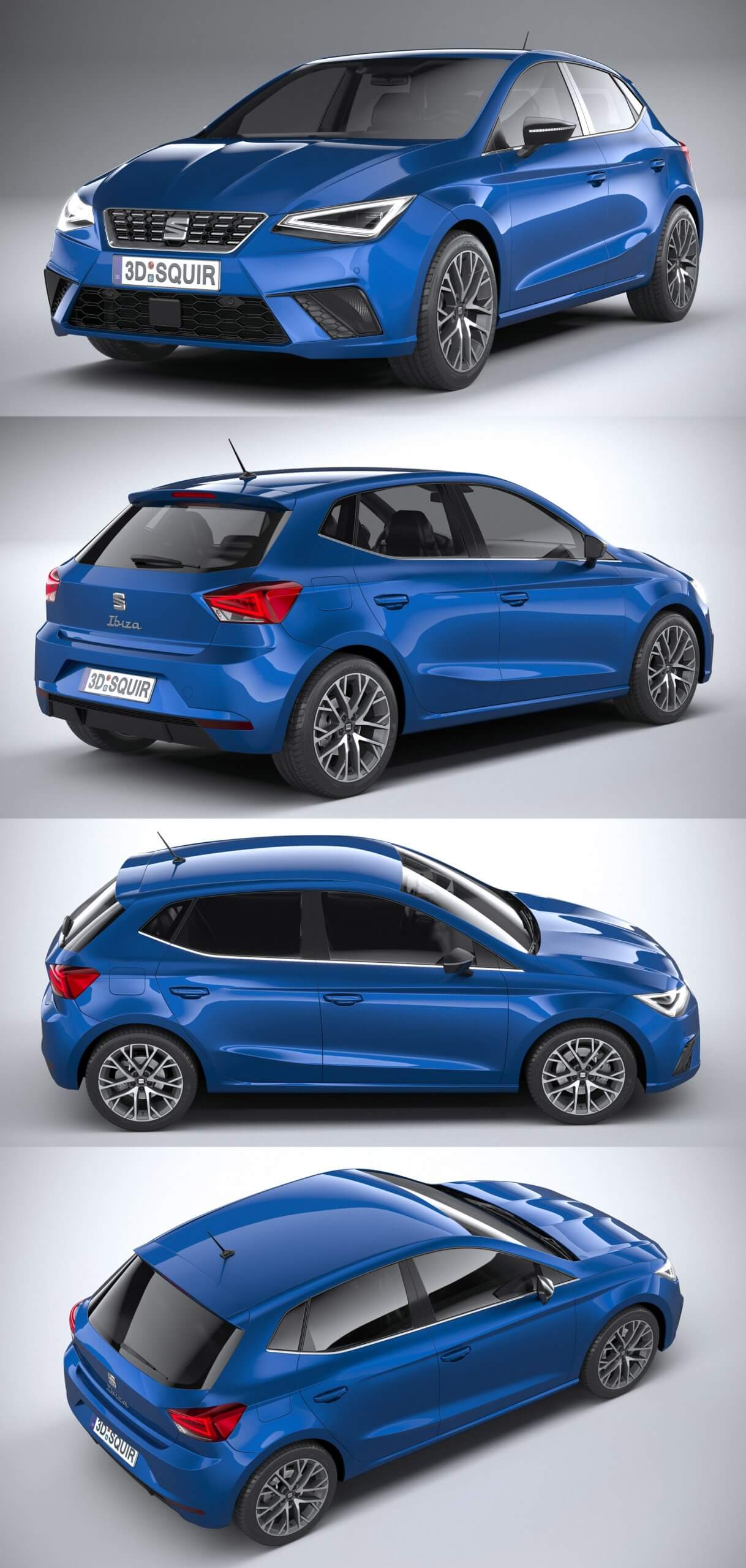 2022款西亚特伊比飒Seat Ibiza汽车3D模型（OBJ,FBX,MAX,C4D,LWO）