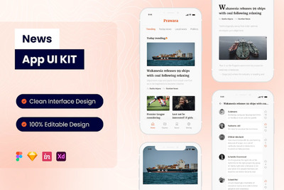 新闻移动应用 App UI Kit (FIG,SKETCH,XD)