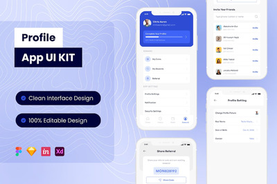 个人中心 App UI Kit (FIG,SKETCH,XD)