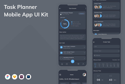 计划任务 App UI Kit (FIG,PSD,SKETCH,XD)