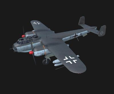 装载Hs 293导弹的德国Dornier Do217 E5轰炸机3D模型（OBJ）
