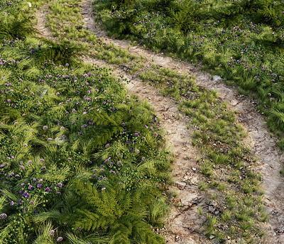 可定制的田野草地中的小路 土路3D模型（FBX,MAX）