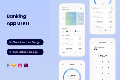 银行手机应用 App UI Kit (FIG,SKETCH,XD)