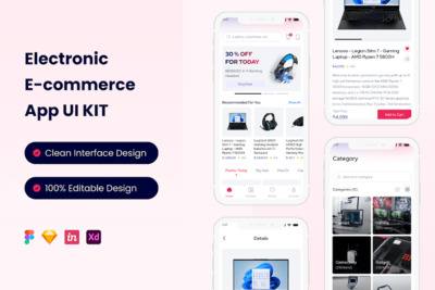 电子商务移动应用 App UI Kit (FIG,SKETCH,XD)