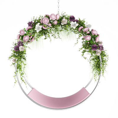 带花朵绿植装饰的环形秋千椅 吊椅3D模型（FBX,MAX）