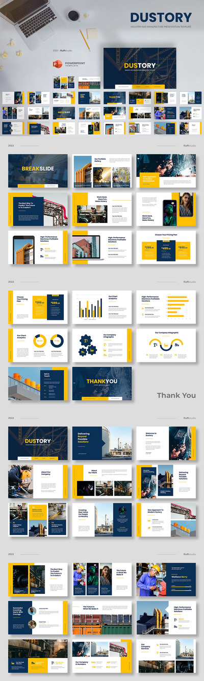 🔴专业的现代制造业工业工厂powerpoint幻灯片演示模板（pptx）