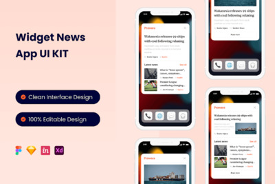 小工具新闻移动应用APP UI KIT (FIG,SKETCH,XD)