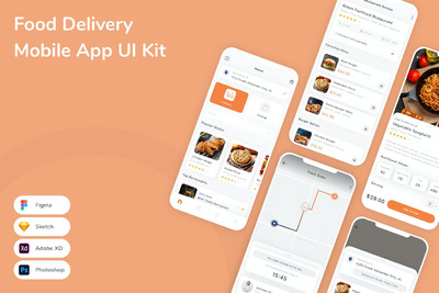 送餐移动应用APP UI KIT (FIG,PSD,SKETCH,XD)