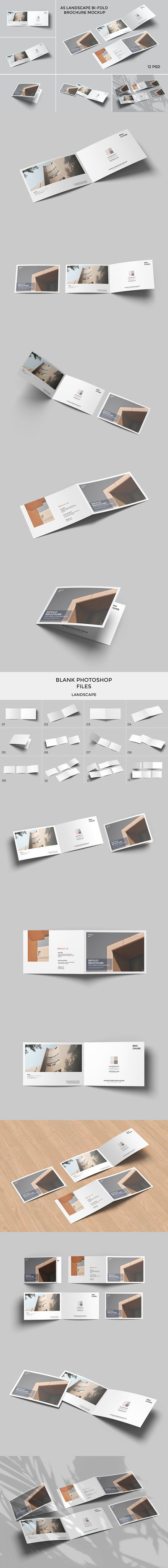 A5横版双折小册子设计样机 (PSD,PDF)