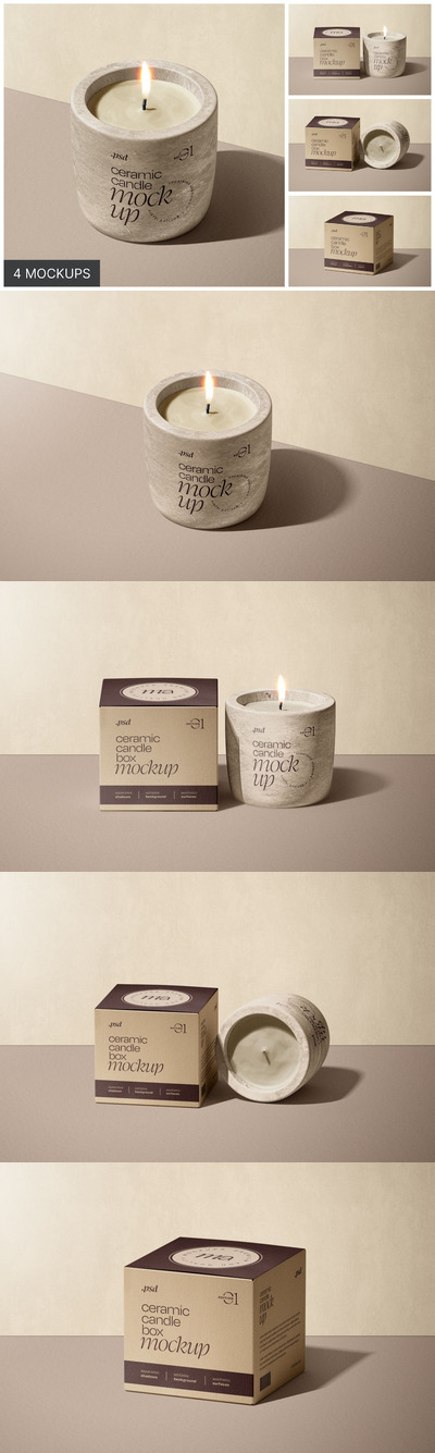 蜡烛品牌包装设计样机 (PSD)