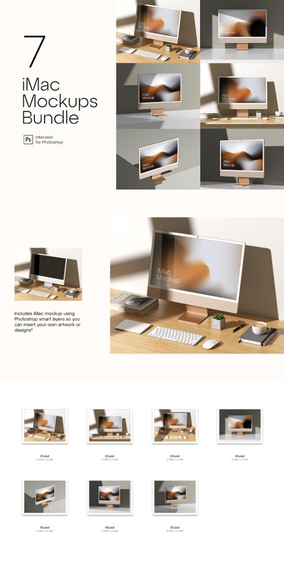 iMac苹果台式电脑样机 (PSD)