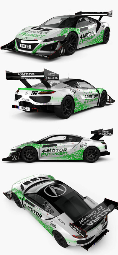 2017讴歌Acura NSX EV concept跑车3D模型（OBJ,FBX,MAX,C4D,LWO）