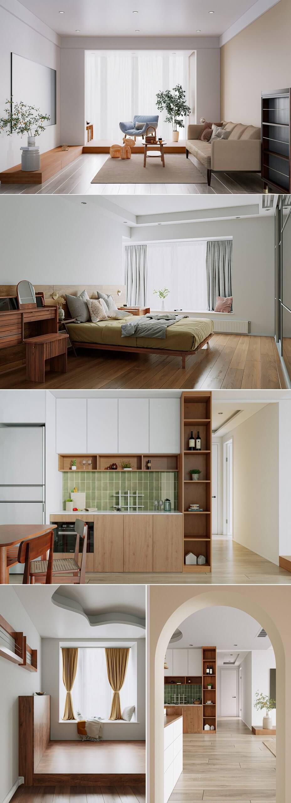 公寓内部设计 客厅卧室餐厅设计 客厅卧室餐厅场景3D模型（MAX）