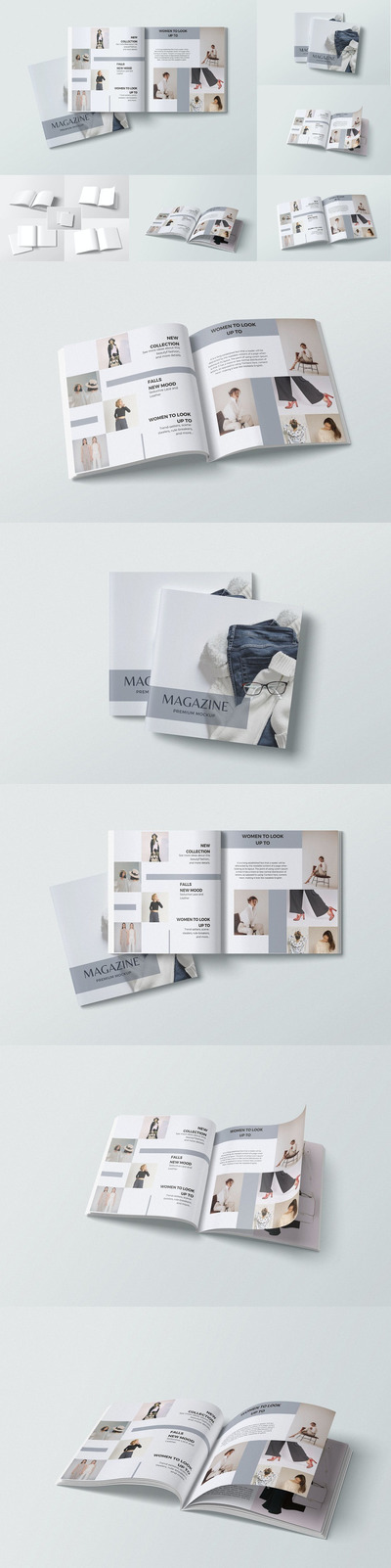 方形杂志页面设计展示样机 (PSD)