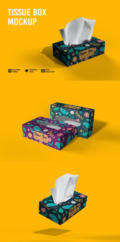 抽纸纸巾盒设计样机 (PSD)