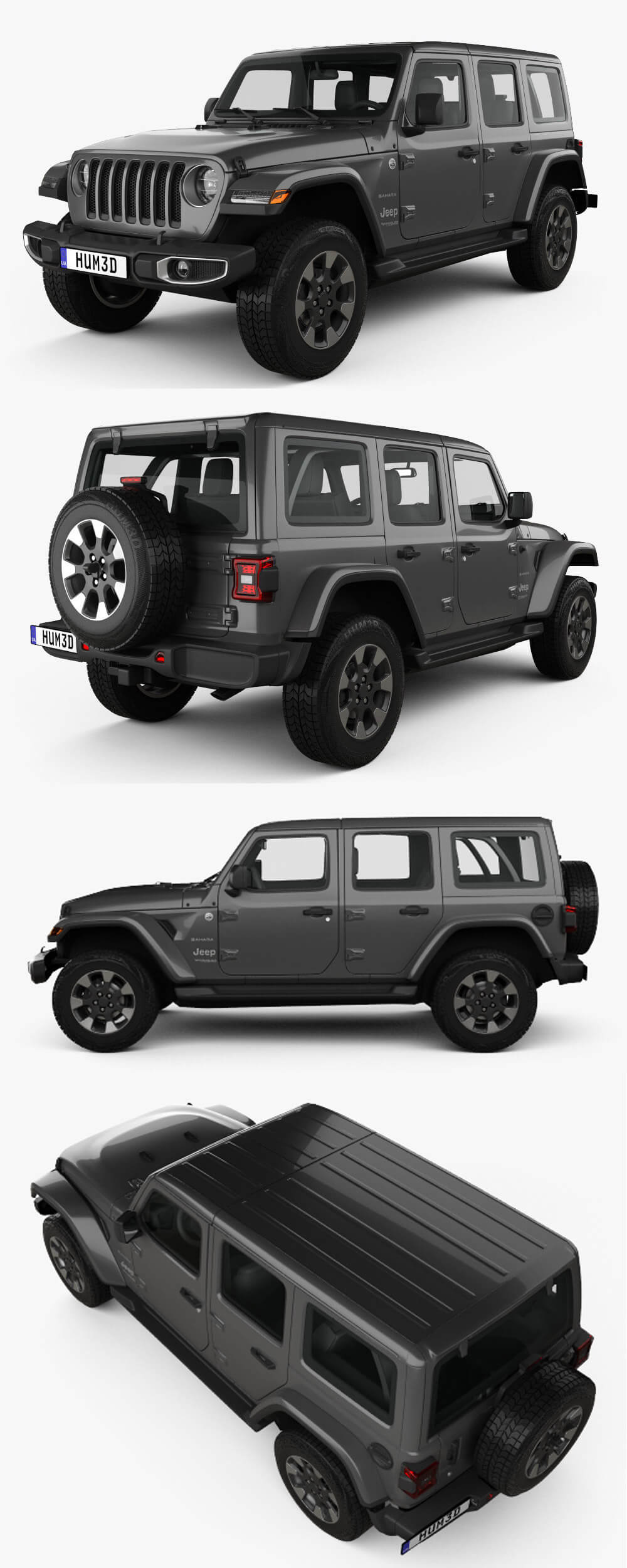 2020 Jeep Wrangler牧马人Unlimited Sahara越野车3D模型（OBJ,FBX,MAX,C4D,LWO）