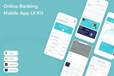 在线银行 App UI Kit (FIG,PSD,SKETCH,XD)
